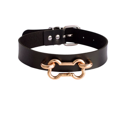 Women's Goth Bone Collar Choker Necklace | Black Leather Alt Fashion Gothic Jewelry