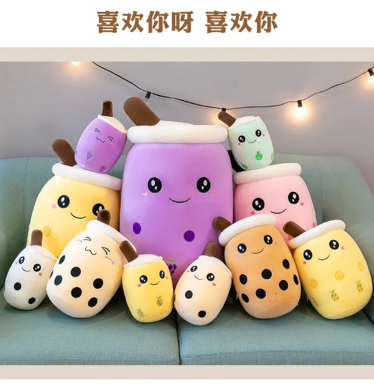 Cute Boba Bubble Tea Plush Toy | 24cm Soft Kawaii Milk Cup Plushie Gift for Kids & Adults
