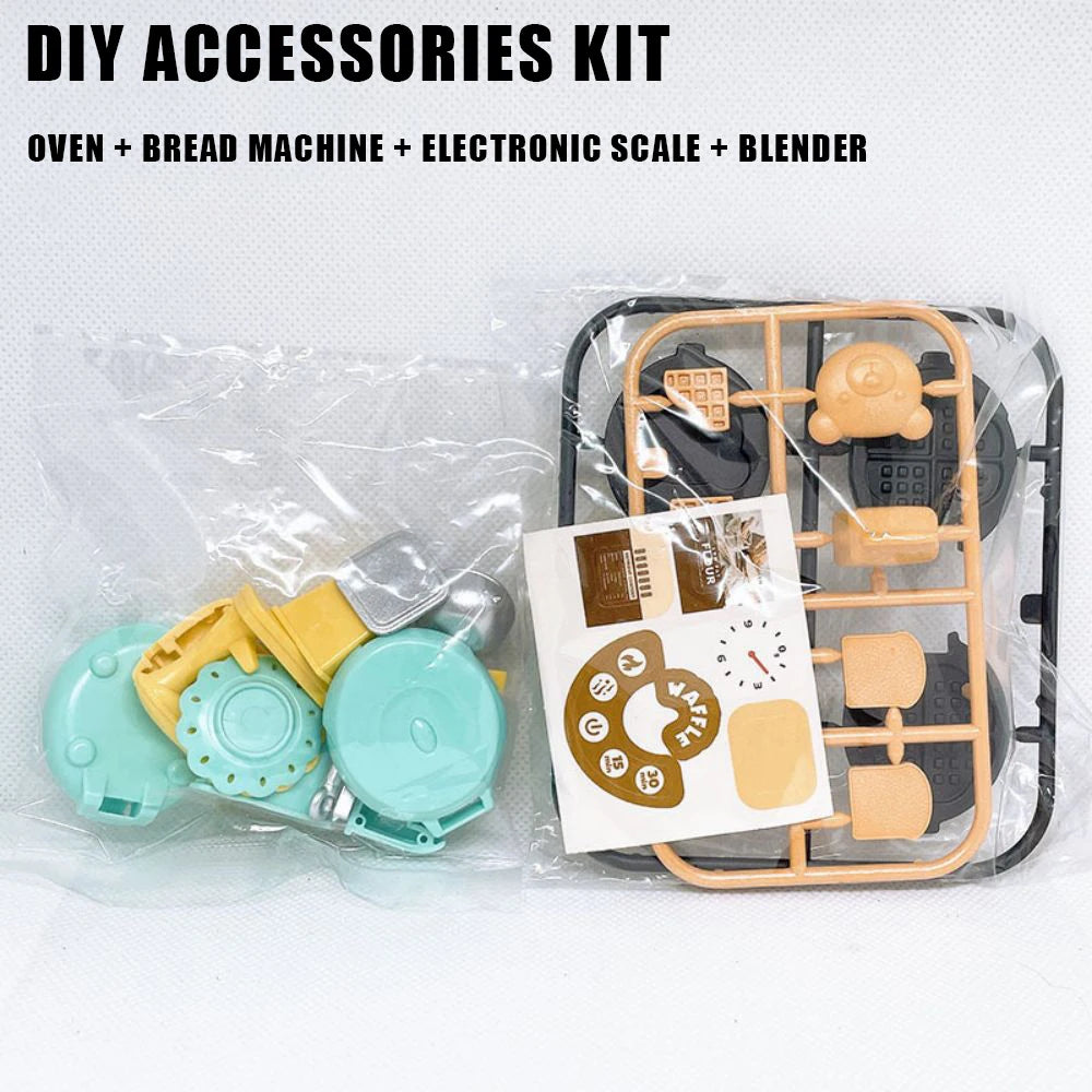 DIY Dollhouse Bear Biscuits Kitchen Set | 1/12 Miniature Toaster, Mixer & Scale Toy for Girls