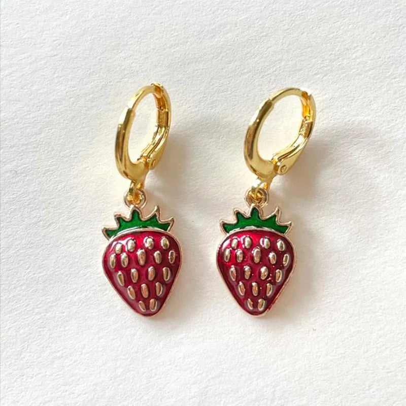 Women's Strawberry Necklace & Earring Set | Y2K Indie Jewelry for a Sweet, Playful Look