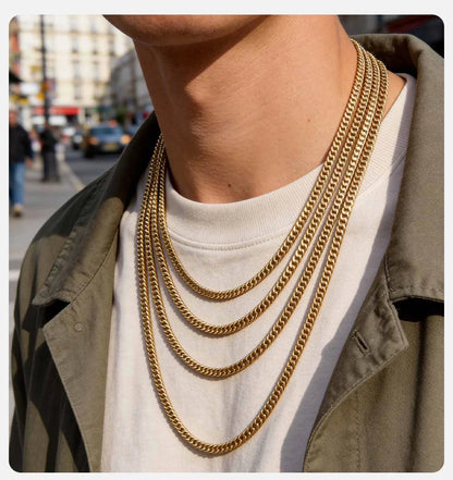 Men's Stainless Steel Cuban Link Chain Necklace Waterproof