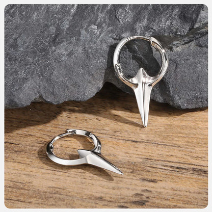 Men's Punk HipHop Hoop Earrings | Silver Color Metal Hoops Piercing Ear Jewelry