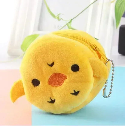 Plush Cartoon Animal Coin Purse with Zipper