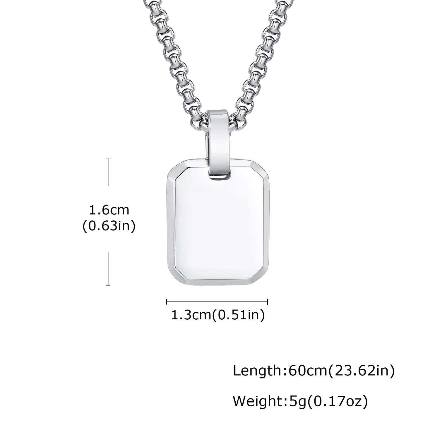 Men's Stainless Steel Geometric Pendant Necklace with Chain