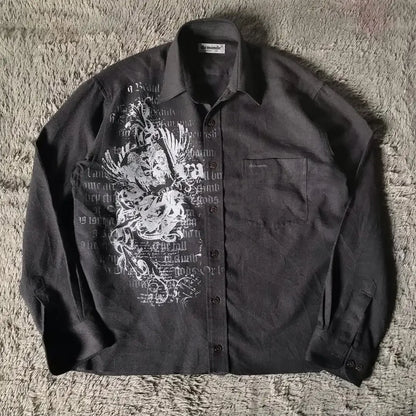 Men's Y2K Gothic Skull Graphic Tee – Affliction-Style Streetwear | Sizes L–4XL