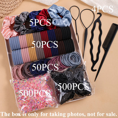Women's Hair Accessories Set | 1109pcs Scrunchies, Rubber Bands, Hair Ties & Headbands
