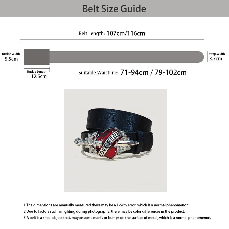 Men's Gothic Punk Skull Embossed Leather Belt Skeleton Reaper and Snake Designs