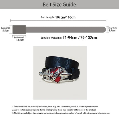 Men's Gothic Punk Skull Embossed Leather Belt Skeleton Reaper and Snake Designs