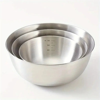 Stainless Steel Mixing Bowl Set with Measurement Scale