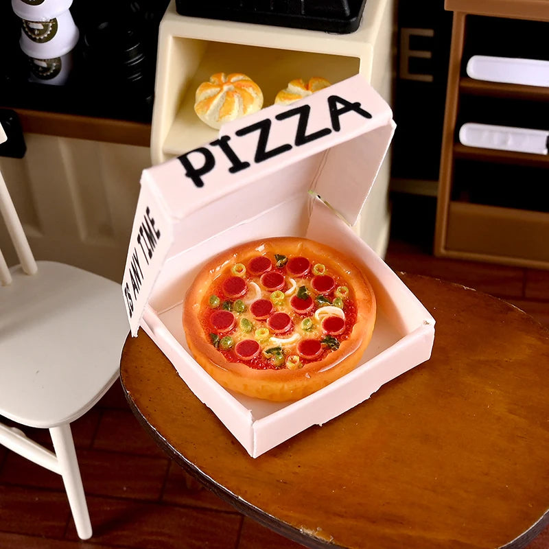 Cute Miniature Pizza Dollhouse Toy Set | 6–10pcs 1/12 Scale Kitchen Food Model for Kids & Collectors
