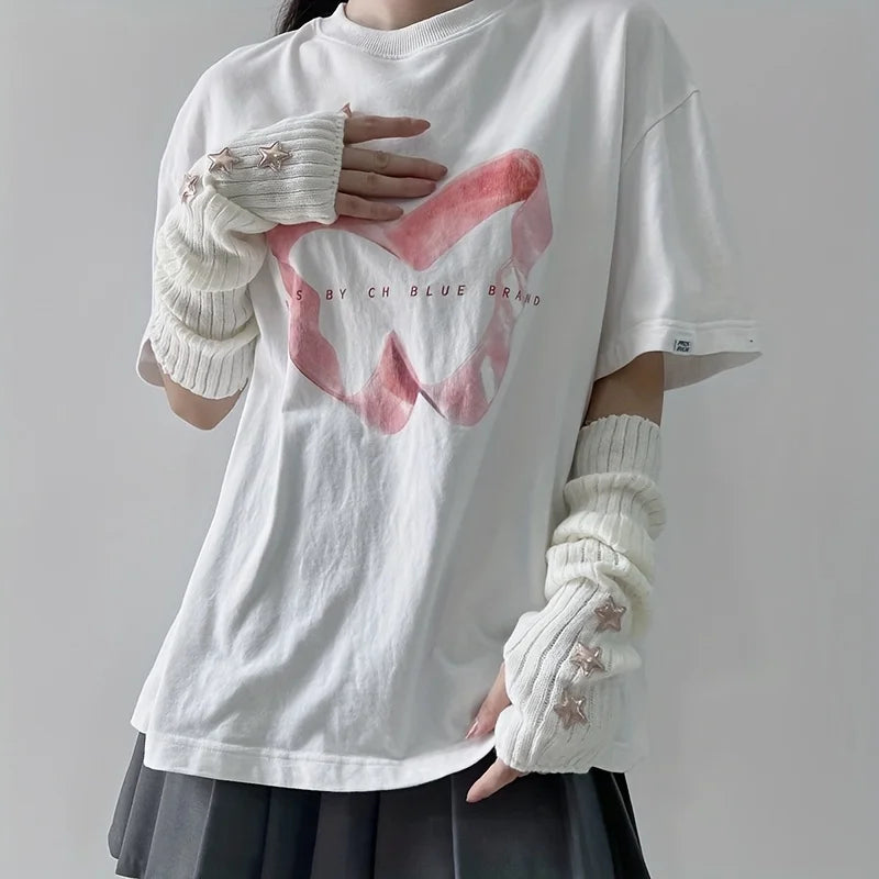 Star Fingerless Gloves – Knit Accessory Gloves for Women