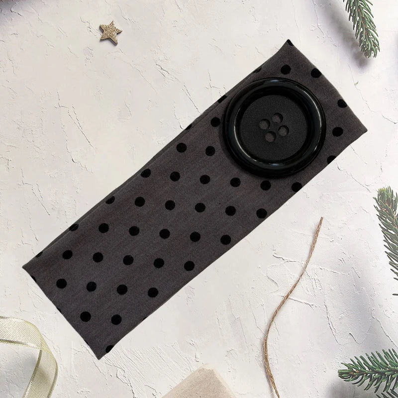 Vintage Polka Dot Button Headband for Women