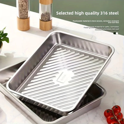 Pro Stainless Steel Baking Trays with Lids | 3pcs Non-Stick Roasting Pans for Home & Restaurant