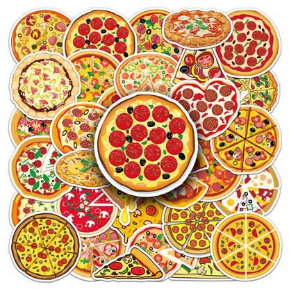 Pizza Cartoon Graffiti Stickers | 50pcs Cute Pizza Series Decals for Laptop, Suitcase & Skateboard