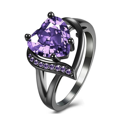 Charm Couple Rings Set | Women's Red Rhinestone Ring & Men's Stainless Steel Celtic Dragon Wedding Band