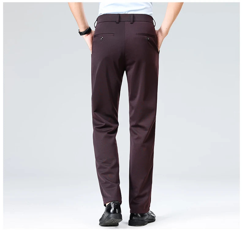 Men's Smart Casual Dress Pants – Elastic Waist Suit Trousers, Straight Fit | Sizes 29–42