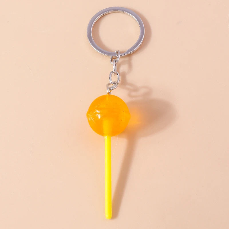 3D Simulation Food Keychain – Cute Resin Lollipop, Donut & Snack Key Ring Charms