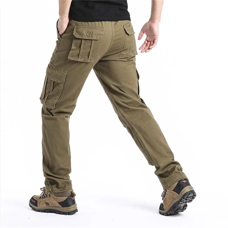 Men's Large Pocket Loose Overalls | Outdoor Sports Jogging Tactical Pants with Elastic Waist