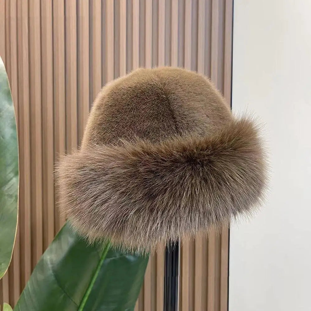 Women's Fluffy Faux Fur Winter Hat – Warm Windproof Bucket & Bomber Cap