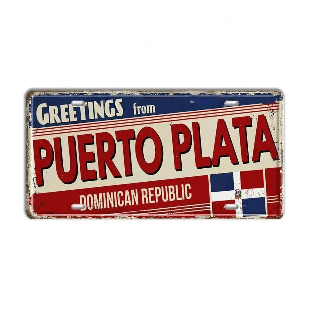 Caribbean Destination Metal Sign – Vintage Aluminum Wall Decor (30x15cm)