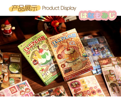 Kawaii Glitter Die-Cut Sticker Book – 30 Sheets Japanese Showa Style Scrapbook Stickers