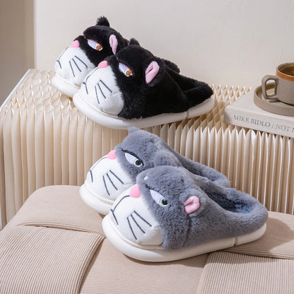 Cartoon Embroidered Plush Slippers – Women's Cozy Indoor House Shoes