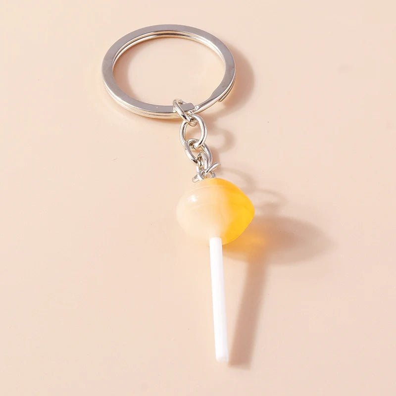 3D Simulation Food Keychain – Cute Resin Lollipop, Donut & Snack Key Ring Charms
