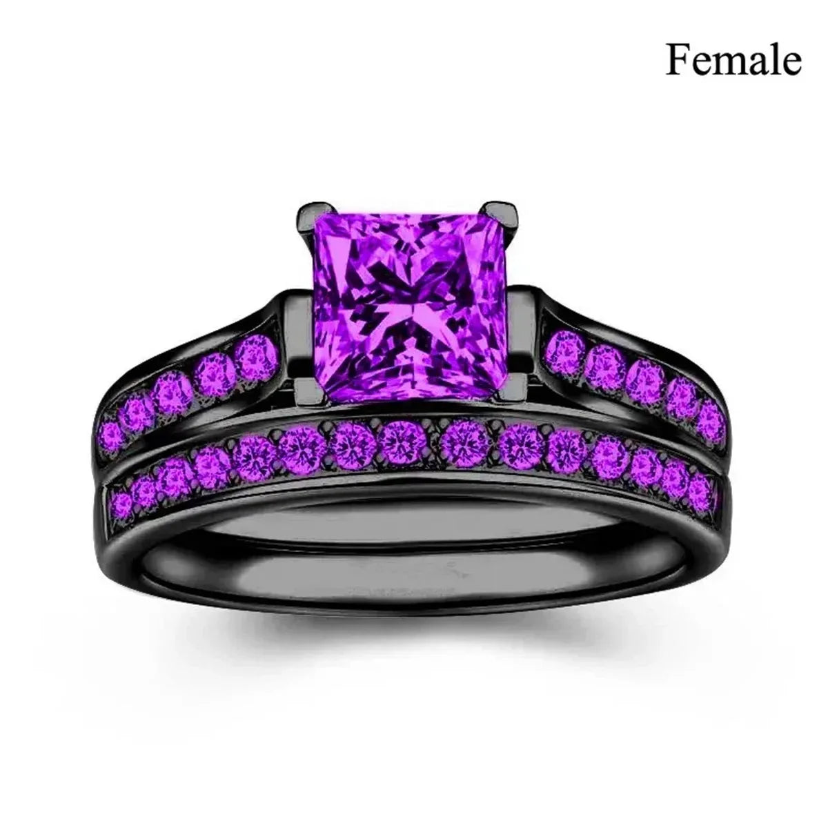 Charm Couple Rings Set | Women's Red Rhinestone Ring & Men's Stainless Steel Celtic Dragon Wedding Band