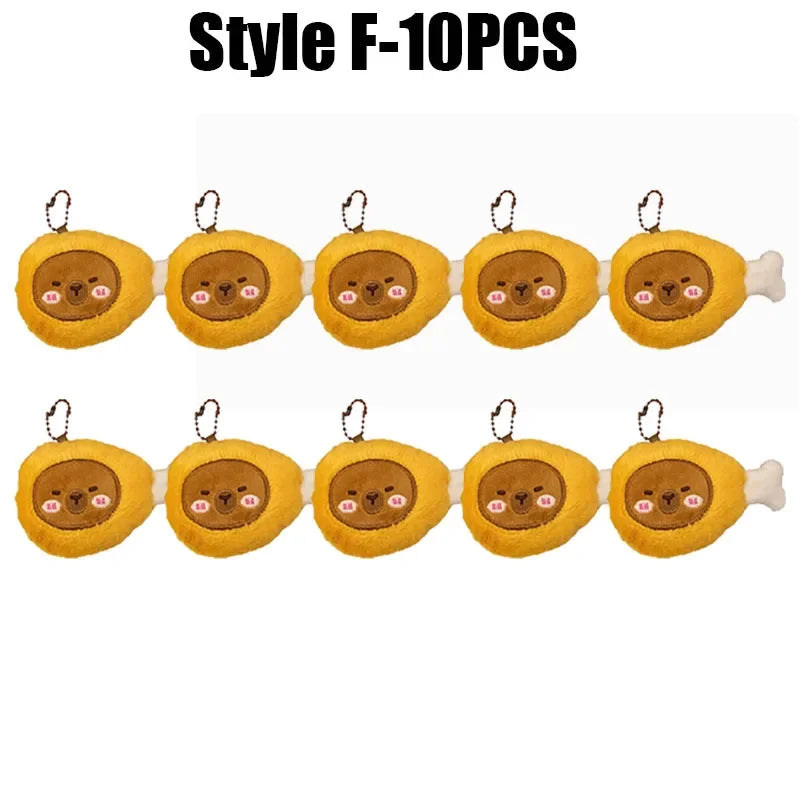 Cartoon Capybara & Croissant Plush Keychain | Soft Bread Food Stuffed Hanging Accessory