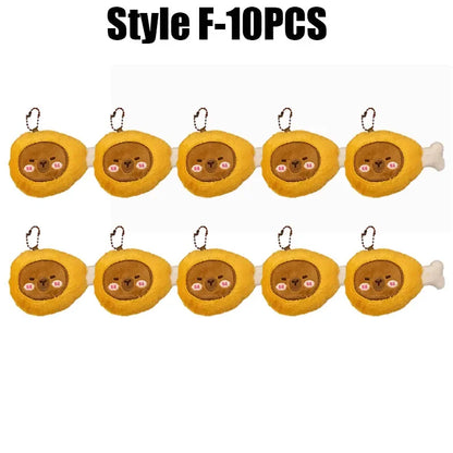 Cartoon Capybara & Croissant Plush Keychain | Soft Bread Food Stuffed Hanging Accessory