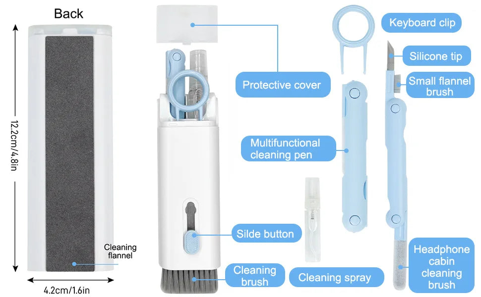 7-in-1 Computer & Keyboard Cleaner Kit | Cleaning Pen, Brush & Keycap Puller for Headsets & Electronics