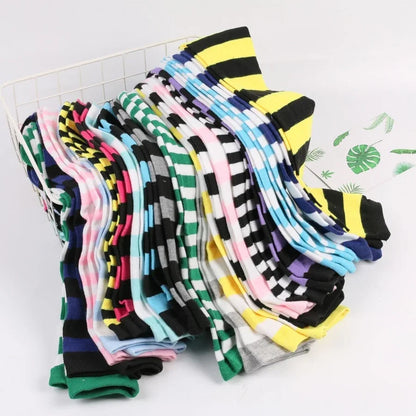 Women's Striped Thigh High Stockings | Black, White & Pink Over-Knee Lolita Harajuku Y2K Socks
