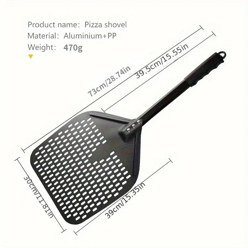 Perforated Aluminum Pizza Peel | 30x35cm Rectangular Transfer Paddle for Professional Pizza Making