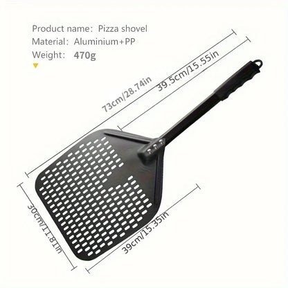 Perforated Aluminum Pizza Peel | 30x35cm Rectangular Transfer Paddle for Professional Pizza Making