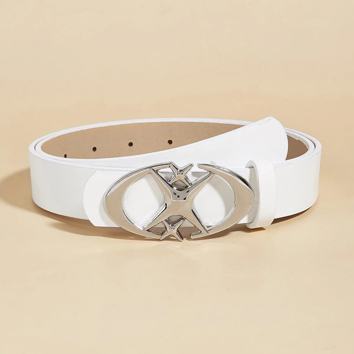 Oval Cross Metal Buckle Belt – Minimalist Unisex PU Belt for Men & Women