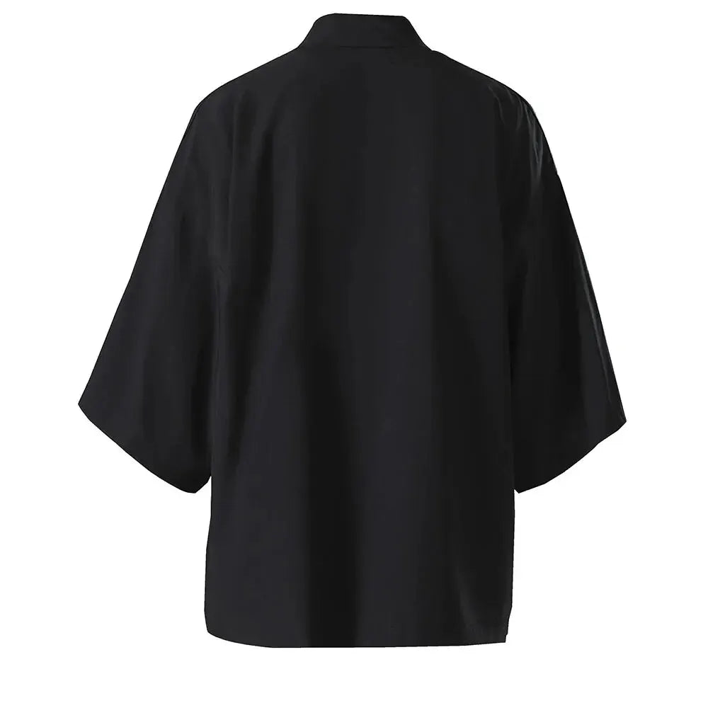 Men's Japanese Kimono Cardigan Shirt – Open Stitch Yukata, 3/4 Sleeve | XS–XXXL