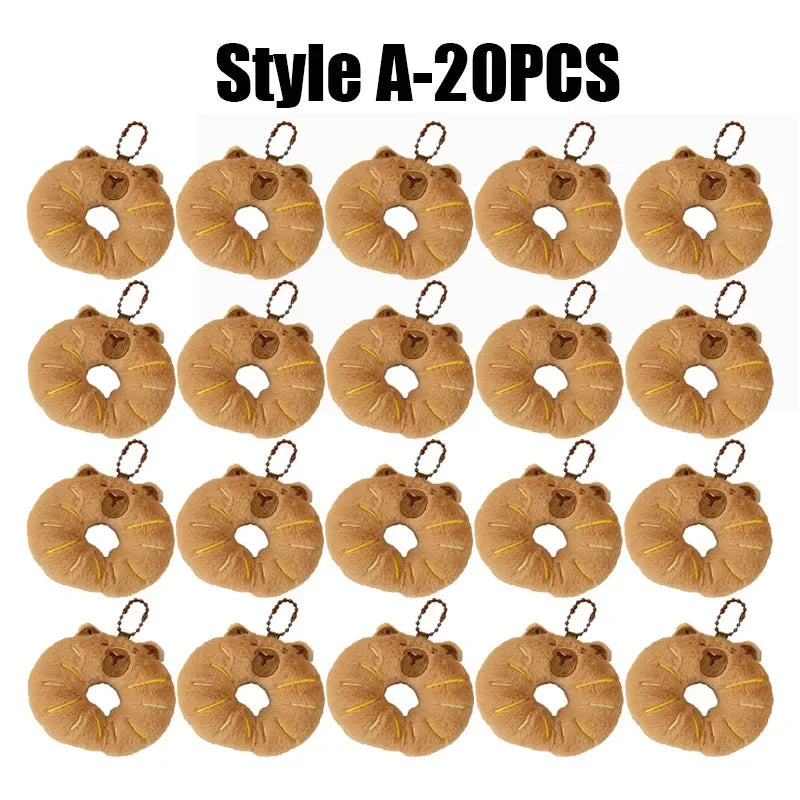 Cartoon Capybara & Croissant Plush Keychain | Soft Bread Food Stuffed Hanging Accessory