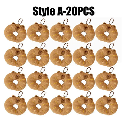 Cartoon Capybara & Croissant Plush Keychain | Soft Bread Food Stuffed Hanging Accessory