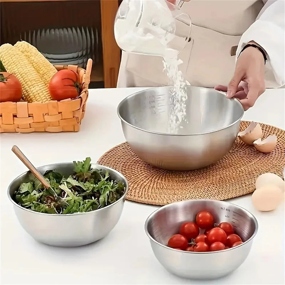 Stainless Steel Mixing Bowl Set with Measurement Scale