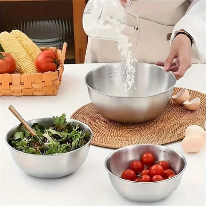 Stainless Steel Mixing Bowl Set with Measurement Scale