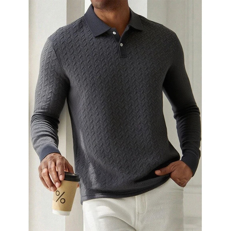 Men's Long Sleeve Polo Shirt – Breathable Knit, Business Casual | S–XXL