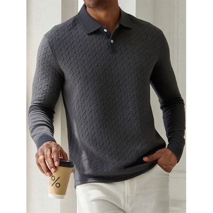 Men's Long Sleeve Polo Shirt – Breathable Knit, Business Casual | S–XXL