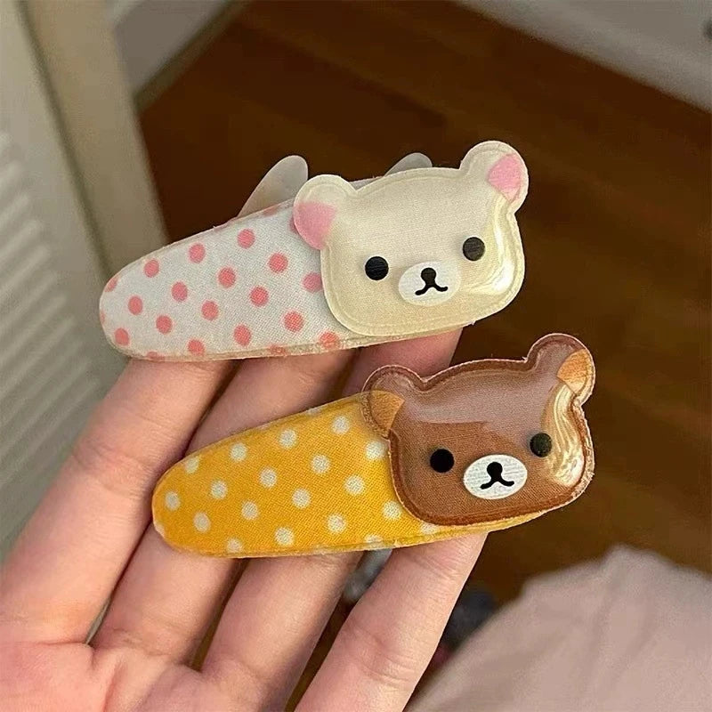 Women's Kawaii Rilakkuma Bear Hair Clip | Cute Wave Point BB Hairpin Birthday Gift