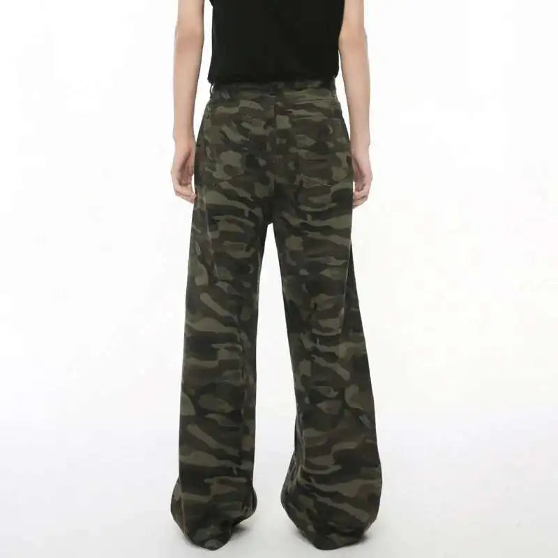 Vintage Wide-Leg Jeans – Men's Camo & Washed Denim