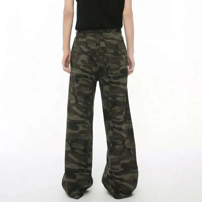 Vintage Wide-Leg Jeans – Men's Camo & Washed Denim