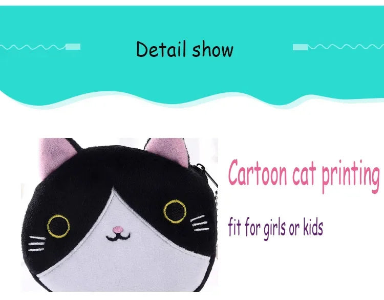 Plush Cartoon Animal Coin Purse with Zipper