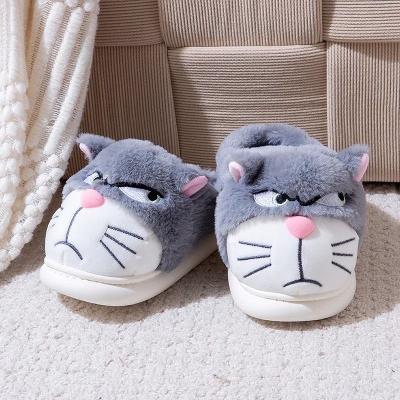 Cartoon Embroidered Plush Slippers – Women's Cozy Indoor House Shoes