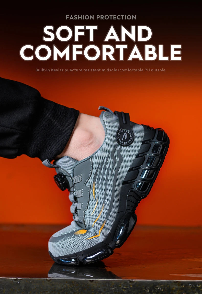 Steel Toe Safety Shoes for Men Lace Free Breathable