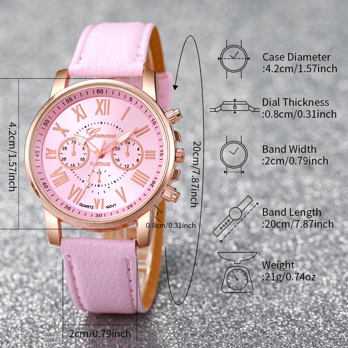 Women's Fashion Quartz Watch & Jewelry Set | 5/6pcs Heart Rhinestone Leather Band Wristwatch