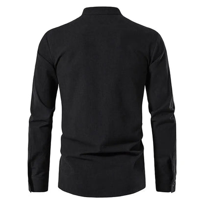 King Billion Men's Cotton Linen Shirt – Casual Long Sleeve V-Neck | S–XXXL